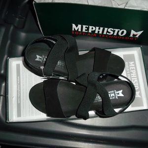 NEW Mephisto GIULIANA Black Suede Wedge Sandals 7